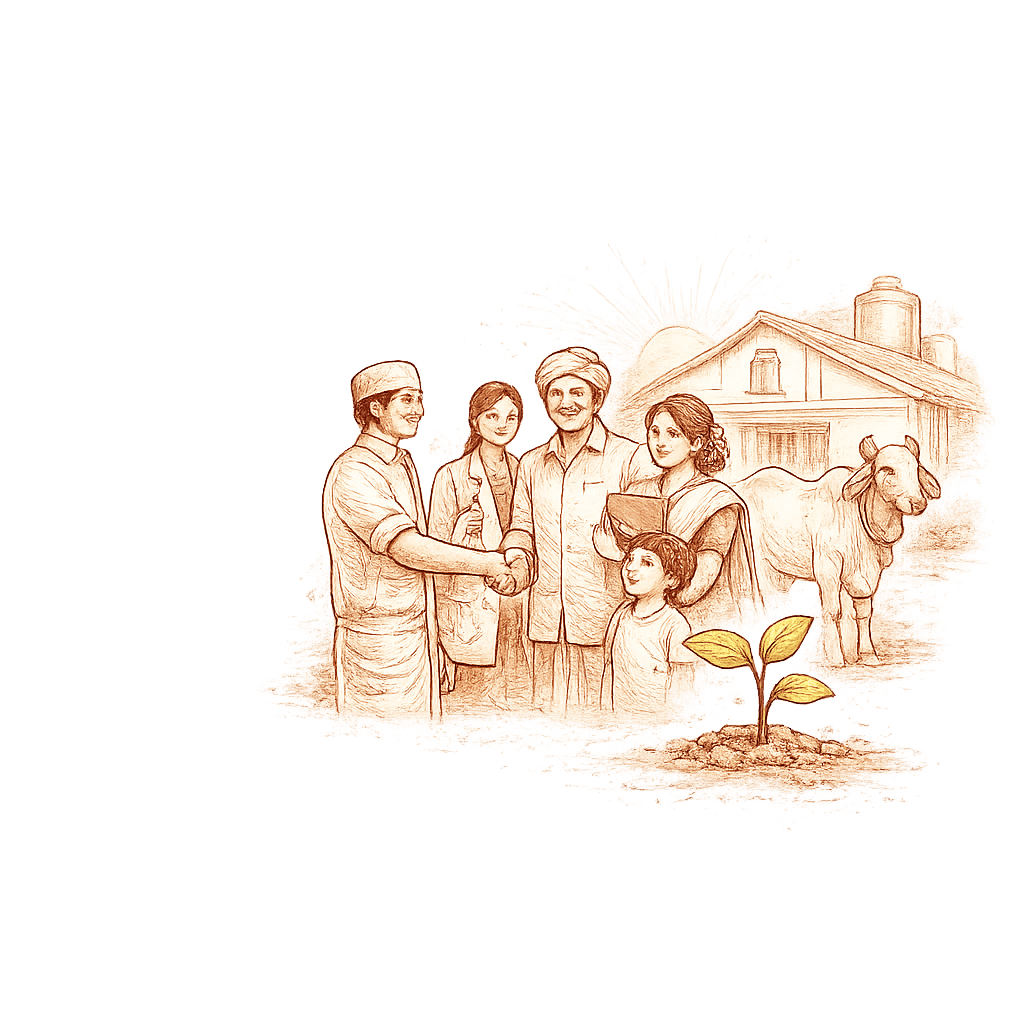 An illustration of the Vijaya team and growth